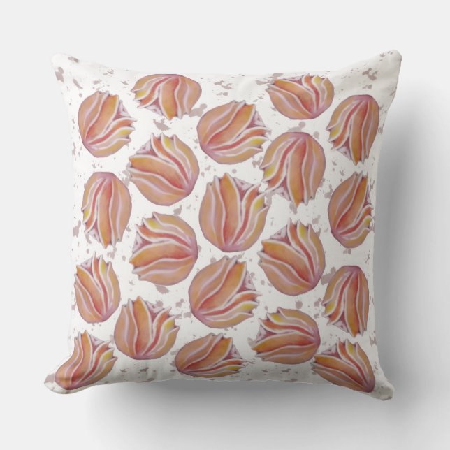 Peach Flowers Throw Pillow (Front)