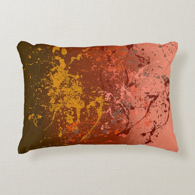 Peach Flurry: Abstract spatter art Accent Pillow (Front)