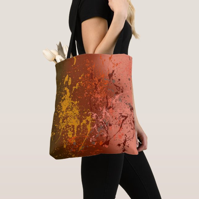 Peach Flurry: Abstract spatter art Tote Bag (Close Up)