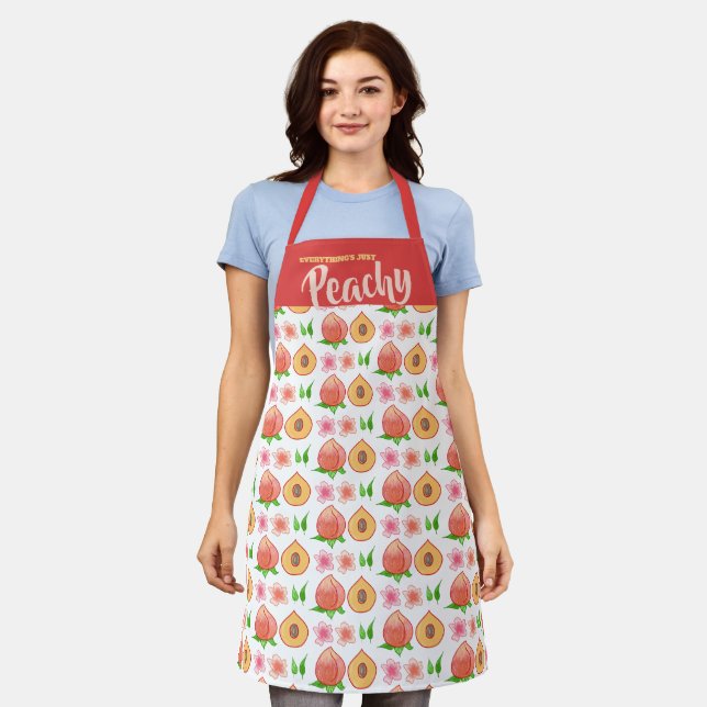 Peach fruit blossoms personalized cooking kitchen apron (Worn)