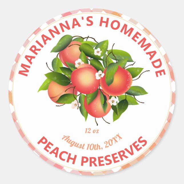 Peach Fruit Canning | Jam Jar Label (Front)