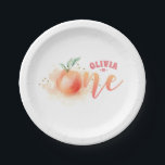 Peach Fruit Cute 1st Birthday Party Paper Plate<br><div class="desc">Watercolor peach fruit girls 1st birthday party paper plates</div>