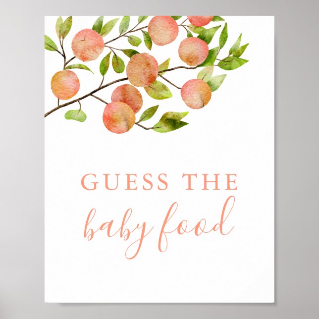 Peach Fruit Guess The Baby Food Sign (Front)