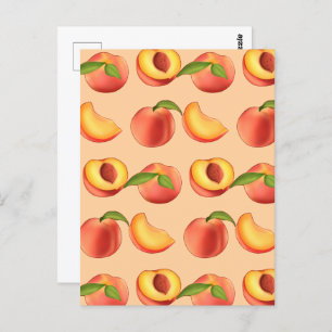 Peach Fruit Pattern Postcard