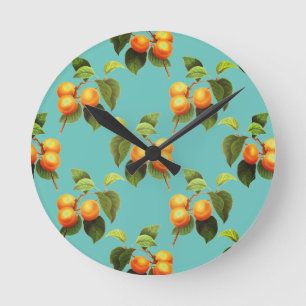 Peach fruit pattern round clock