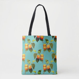 Peach fruit pattern tote bag