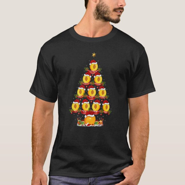 Peach Fruit  Xmas Holiday Santa Peaches Christmas  T-Shirt (Front)