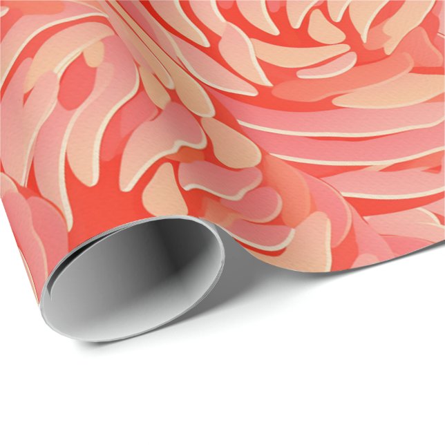 Peach Fuzz Abstract Botanical Fruity Pattern 14 Wrapping Paper (Roll Corner)