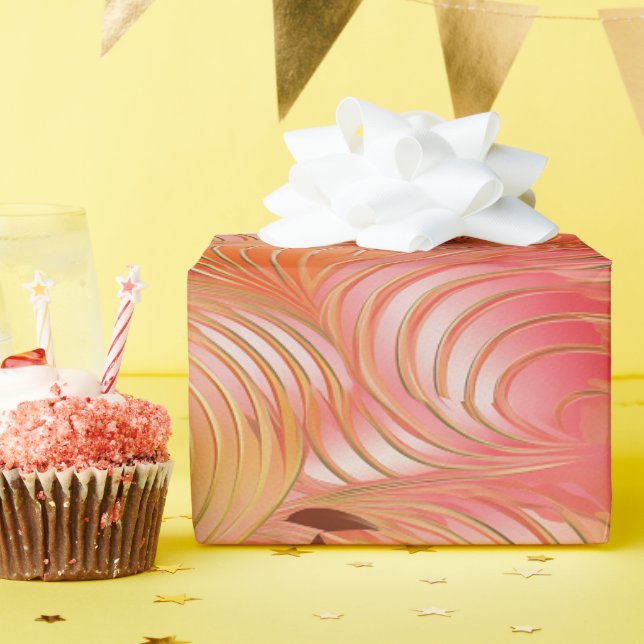 Peach Fuzz Abstract Botanical Fruity Pattern 3 Wrapping Paper (Birthday Party)