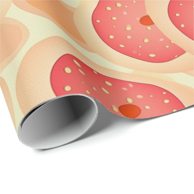 Peach Fuzz Abstract Botanical Fruity Pattern 9 Wrapping Paper (Roll Corner)