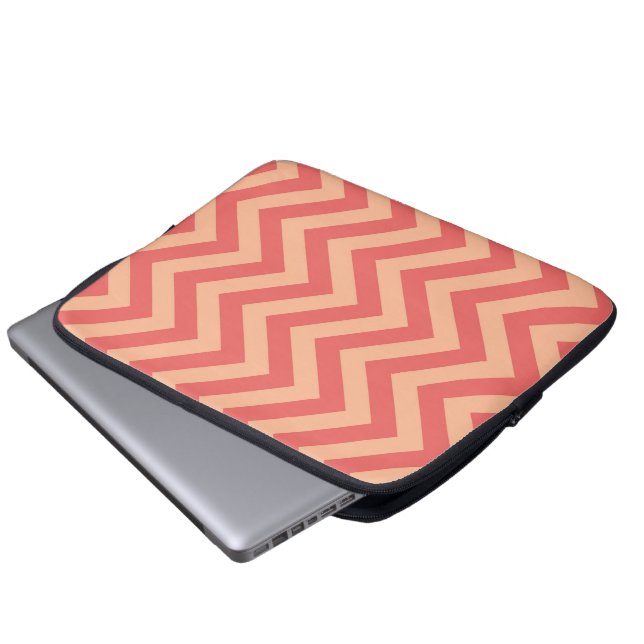Peach Fuzz and Cranberry Chevron Laptop Sleeve (Front Bottom)