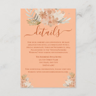 Peach Fuzz and Rust Watercolor Wedding RSVP Enclosure Card