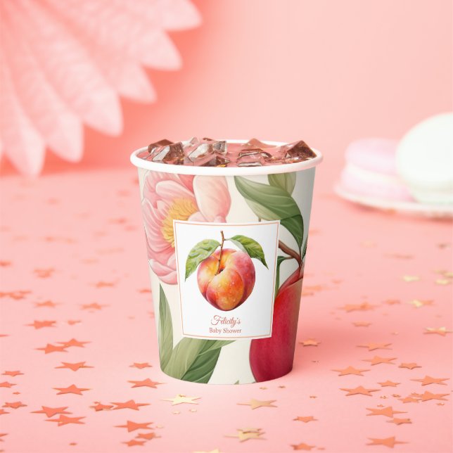 Peach Fuzz Baby Shower Paper Cups (Insitu)