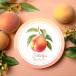 Peach Fuzz Baby Shower Round Paper Coaster<br><div class="desc">Colour of the year 2024 peach fuzz baby shower coasters.</div>