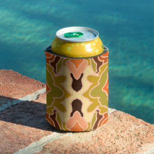 Peach Fuzz Boho Shabby Chic Geometric Abstract Art Can Cooler