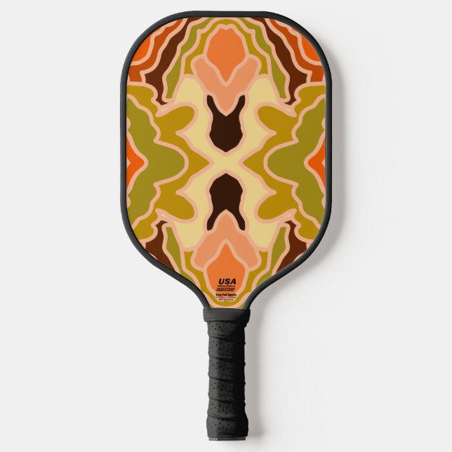Peach Fuzz Boho Shabby Chic Geometric Abstract Art Pickleball Paddle (Front)