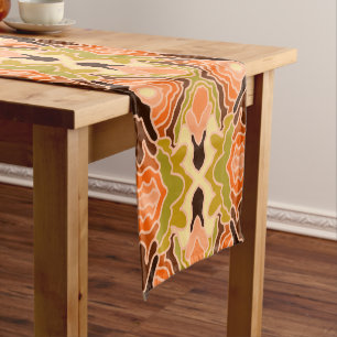 Peach Fuzz Boho Shabby Chic Geometric Abstract Art Short Table Runner
