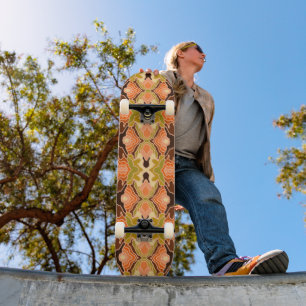 Peach Fuzz Boho Shabby Chic Geometric Abstract Art Skateboard