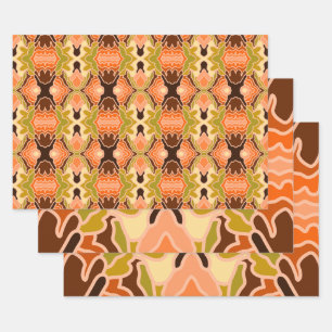 Peach Fuzz Boho Shabby Chic Geometric Abstract Art Wrapping Paper Sheet