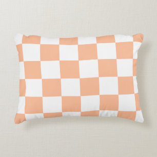 Peach Fuzz Chequered Gingham Pattern Accent Pillow