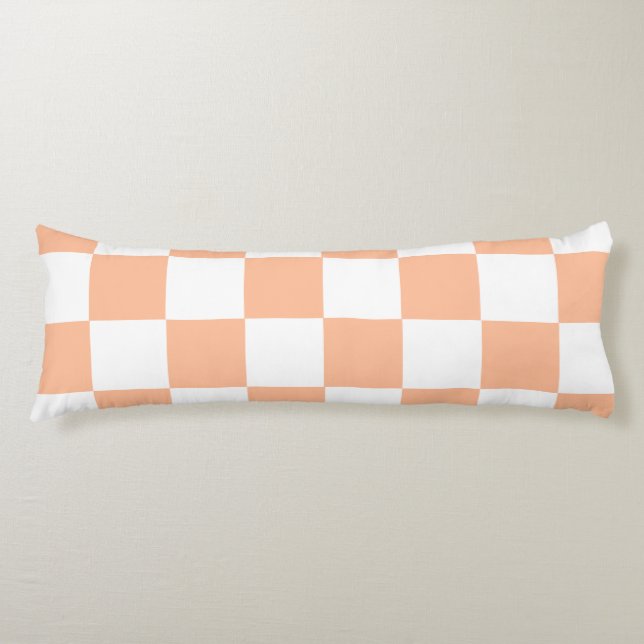 Peach Fuzz Chequered Gingham Pattern Body Pillow (Front)