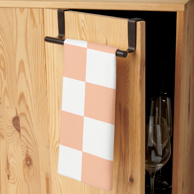 Peach Fuzz Chequered Gingham Pattern Kitchen Towel (Thirds Fold)
