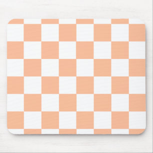 Peach Fuzz Chequered Gingham Pattern Mouse Pad
