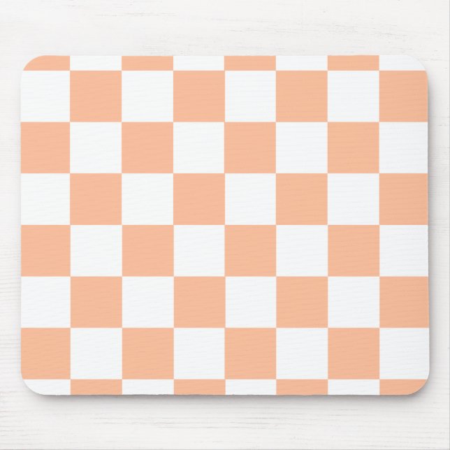 Peach Fuzz Chequered Gingham Pattern Mouse Pad (Front)