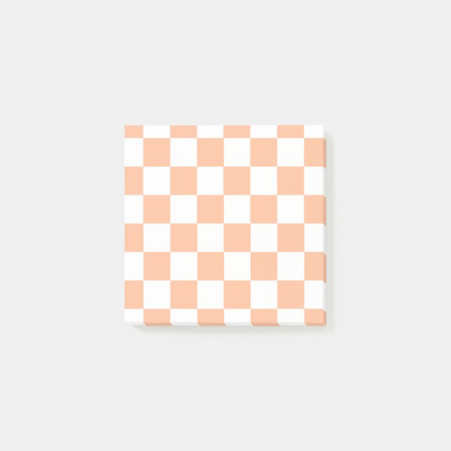 Peach Fuzz Chequered Gingham Pattern Post-it Notes (Front)