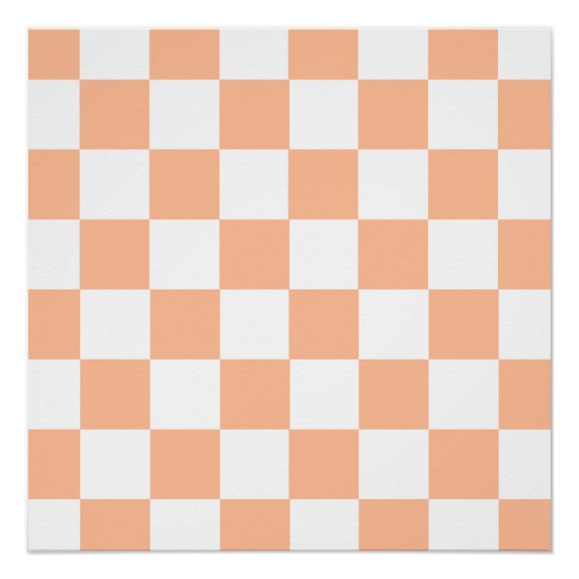 Peach Fuzz Chequered Gingham Pattern Poster (Front)