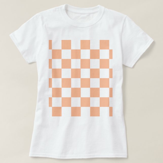 Peach Fuzz Chequered Gingham Pattern T-Shirt (Design Front)