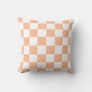 Peach Fuzz Chequered Gingham Pattern Throw Pillow