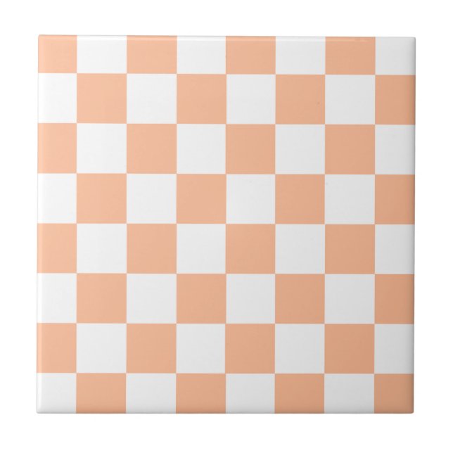 Peach Fuzz Chequered Gingham Pattern Tile (Front)