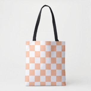 Peach Fuzz Chequered Gingham Pattern Tote Bag