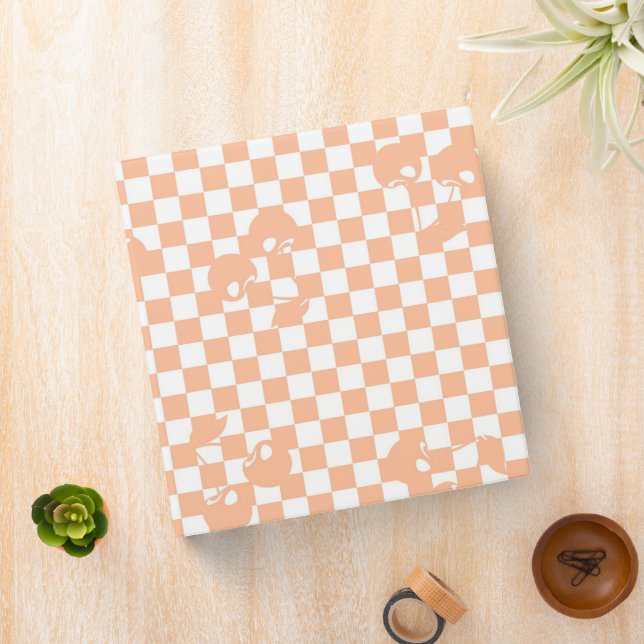 Peach Fuzz Cherry Gingham Pattern Binder (In Situ)