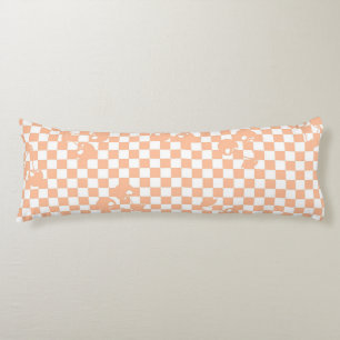 Peach Fuzz Cherry Gingham Pattern Body Pillow