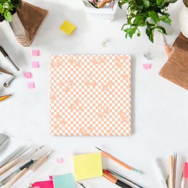 Peach Fuzz Cherry Gingham Pattern Post-it Notes (Creator Uploaded)