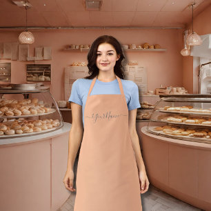 peach fuzz color -elegant script  apron