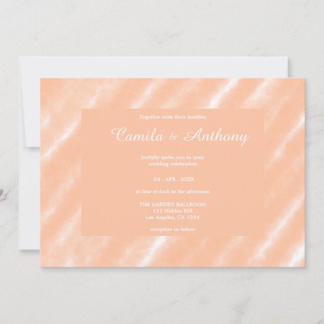 Peach Fuzz Colour Watercolor Abstract Pattern Invitation (Front)
