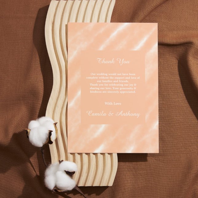 Peach Fuzz Colour Watercolor Abstract Pattern Thank You Card (Creator Uploaded)