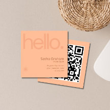 Peach fuzz Coral Pink Retro Hello QR Code