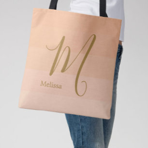 Peach Fuzz Custom Monogram Name  Tote Bag