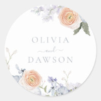 Peach Fuzz Dusty Blue Modern Trendy Wedding