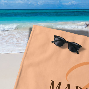 Peach Fuzz Elegant Personalized Name Beach Towel