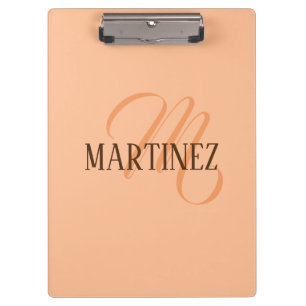 Peach Fuzz Elegant Personalized Name Clipboard