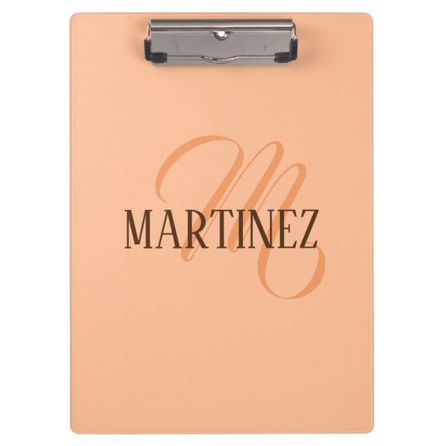 Peach Fuzz Elegant Personalized Name  Clipboard (Front)