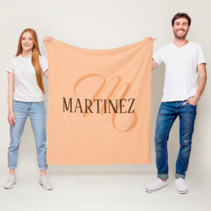 Peach Fuzz Elegant Personalized Name  Fleece Blanket