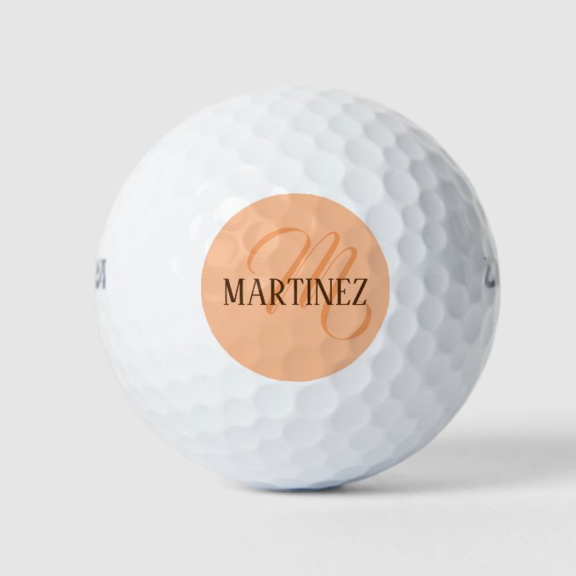 Peach Fuzz Elegant Personalized Name  Golf Balls (Front)