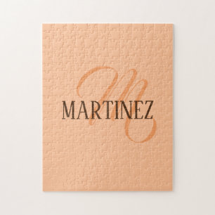 Peach Fuzz Elegant Personalized Name Jigsaw Puzzle