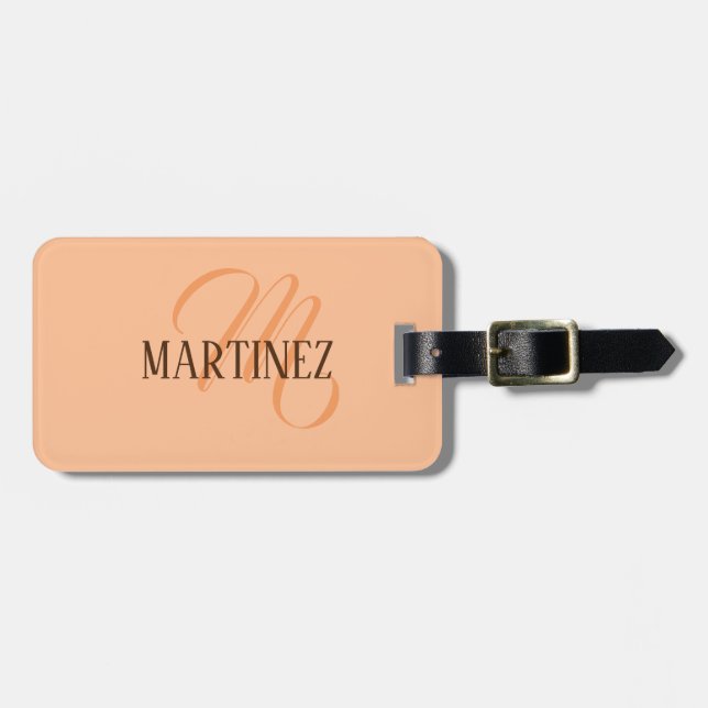 Peach Fuzz Elegant Personalized Name  Luggage Tag (Front Horizontal)